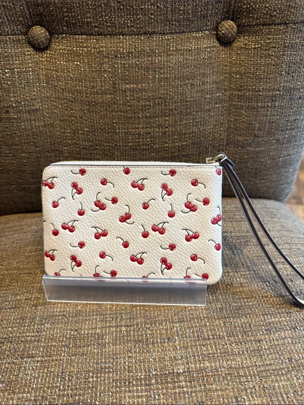 Coach cherry print corner zip wristlet wallet NWT